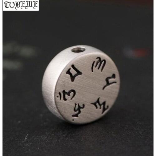 Handmade 925 Silver Tibetan Six Words Proverb Bead Buddhist OM Mantra Bead DIY Tibetan Jewelry Beads