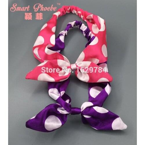 Boutique 10pcs Fashion Summer Cute Polka Dot Hair Bow Girls Hairbands Solid Kawaii Rabbit Ears Newborn Headbands Headwear
