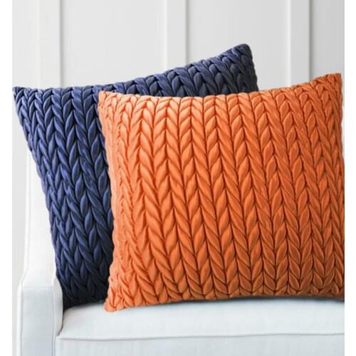 DUNXDECO Cushion Cover Square Decorative Pillow Case Cojines Elegant Braid Pleat Art Design Coussin Sofa Seat Chair Cushion