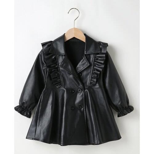 Childrens Clothing Girls Leather Dresses Girls PU Leather Fashion Leather Dresses Suitable for 3-7 years old