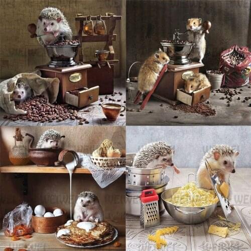 Hamster Hedgehog New Diamond Painting Mosaic Diy 5D Diamond Embroidery Animal Full Round Square Diamond Rhinestone Cross Stitch