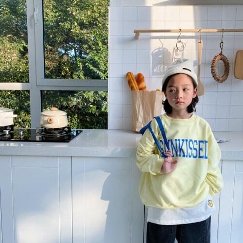 Toddler Girls Hoodies 2021 New Arrival Kids Casual Loose Letter Print Sweatshirt Spring New Fashion Cotton Pullovers For Girls