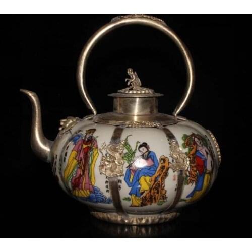 Chinese porcelain ceramic archaize eight immortals teapot
