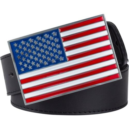 American Flag PU Belt Metal Buckle for Men Clothes Accessories Fashion Unisex