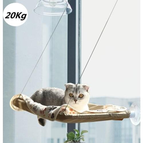 Cute Cat Hanging Beds Comfortable Sunny Seat Window Mount Pet Hammock Soft Pet Shelf Seat Beds Supplies Detachable Bearing 20kg