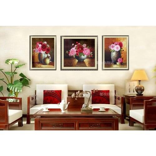60x70cm Red series of flowers Ribbon embroidery kit stain painting set handcraft kit DIY handmade needlework art home decor