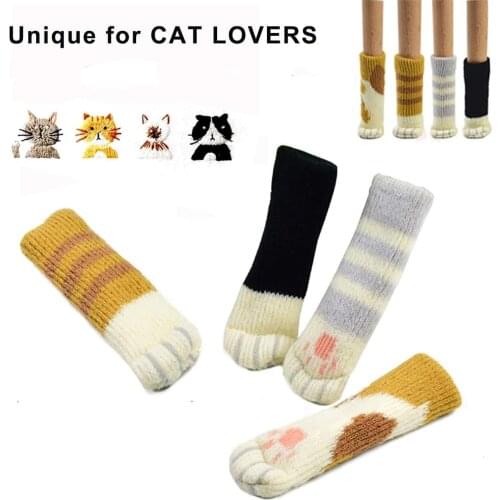 New 24pcs Cat Paws Chair Socks Fancy Table Leg Pads Reliable Furniture Feet Sock Floor Protector Reduce Noise Chair Leg Cover