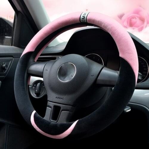 Cute Warm Winter Girl Car Steering Wheel Cover Fashion Round 38cm Durable Cartoon Car Accessories