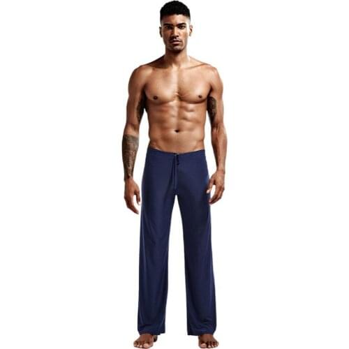 Plus Size Mens Sleep Bottoms Pajama Pant Drawstring Low-waisted Design Casual Sexy Long Sleep Wear Pants for Outdoor Activities