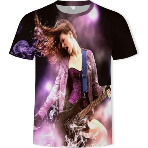 Rock star T-shirt Men Music T-shirts 3d Guitar Tshirts Casual Metal Shirt Print Gothic Anime Clothes Short Sleeve t shirts