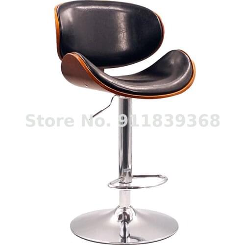 Nordic Luxury Bar Chair Lift Rotation Modern Simple Wooden Back Bar Chair Front Desk Chair High Chair Bar Stool