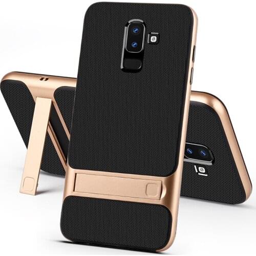 Luxury Phone Cases for Samsung Galaxy J8 2018 Case Cover 3D Kickstand TPU PC Hybrid 360 Protective Silicone Back Bag J810M J810Y