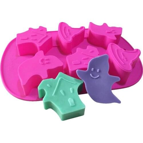 6 Cavity Halloween Silicone DIY Soap Mould Fondant Cake Mold Handmade Soap Mold Sugar Chocolate Bakeware Baking Tool