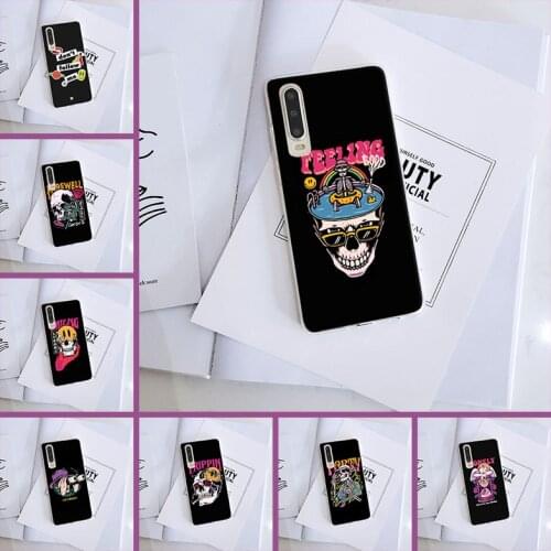 Silicone Transparent Skull Skeleton Soft For Huawei P40 P30 Lite Pro E P Smart Z Plus P20 Lite 2019 2020 Phone Case Back Cover