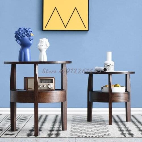 Nordic Ins Coffee Table Simple Sofa Side Cabinet Solid Wood Living Room Side Table Small Table Creative Corner Table Side Table