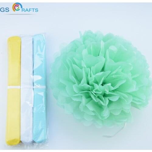 30 pcs 4' 6'8' Tissue Paper Pom Poms Wedding Party Decor Artificial Paper Flower For Wedding Decoration /Garden Supplies