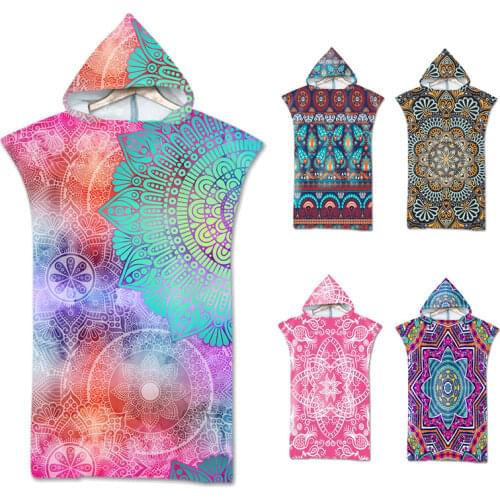 Bohemia Adult Hooded Beach Towel Summer Shade Changing Bathrobe Cloak 110x75cm Swimming Fitness Bath Towel