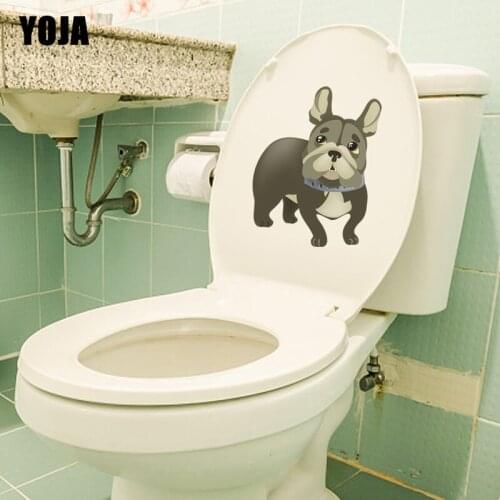 YOJA 19.6*24.6CM Funny Dog Toilet Sticker BedRoom Home Decor Wall Decal Cartoon Animal T3-0646