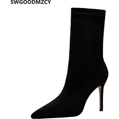 Women Winter Boots Stiletto Heels Black Women Boots 2020 Fashion Extreme High Heels Boots Women Ladies High Heel Shoes Botines