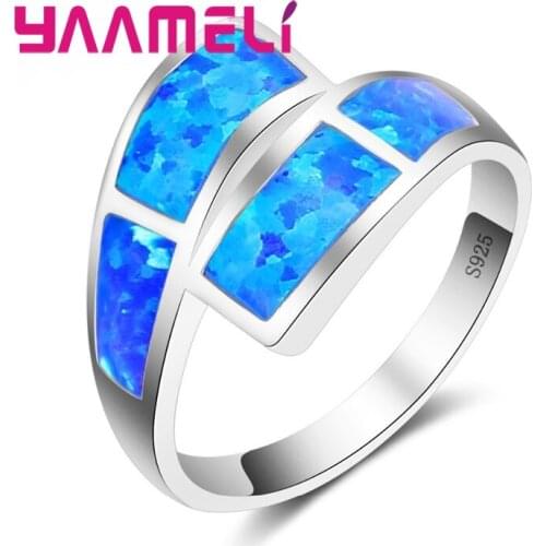 Winter Sale Fashion Blue Fire Opal Ring 925 Sterling Silver Jewelry Wedding Party Engagement Jewellery For Women Hot Sell