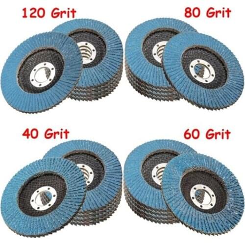 10pcs Professional Flap Discs 115mm 4.5 Sanding Discs 40/60/80/120 Grit Grinding Wheels Blades For Angle Grinder Tool