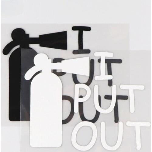 15.2*11.7CM I PUT OUT Cartoon Fire Fighting Tools Pattern Vinyl Car Sticker Decal