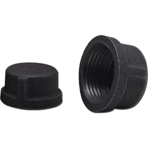 2pcs/Lot DN15 and DN20 Black Rund Caps Banded iron cast pipe fittings industrial decoration connector Toilet Brackets/Holder