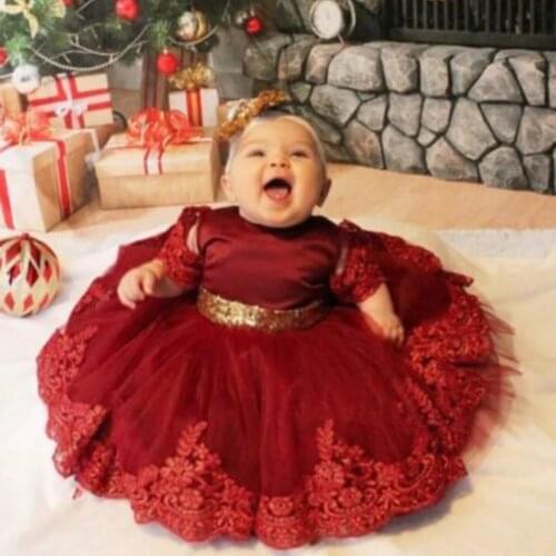 2021 Ceremony Infant 1st Birthday Dress For Baby Girl Clothes Sequin Dress Princess Dresses Party Baptism Clothing 0 1 2 Year