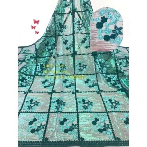 5yards 7 colour sequins embroidery grid cloth euramerican style embroidery designs used in the design of dress RF72