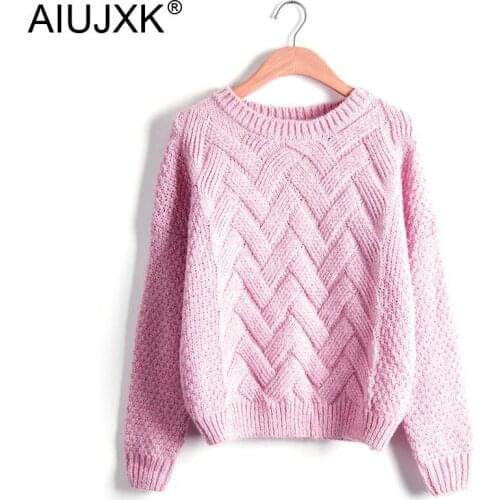 AIUJXK Pink Pullover Sweater Women 2019 Autumn Winter Thick Warm Kniited Sweaters Girls Jumper Fashion Casual Knitwear Lady Top