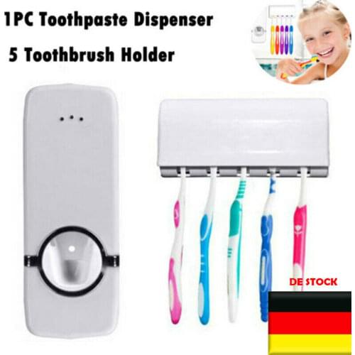 Automatic Toothpaste Dispenser Dust-proof Toothbrush Holder Wall Mount Stand Bathroom Accessories Set Toothpaste Squeezers Tooth