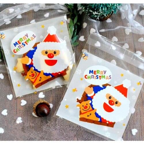 Free shipping Christmas Santa Claus cookie candy bag party gift packing supply favors