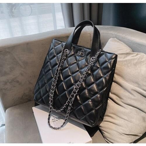 Brand Designer Plaid Quilted Womens Handbag Fashion Chain Crossbody Bag Large Square Tote