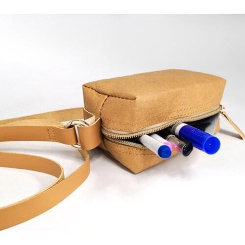 2020 new style durable kraft material Washable kraft paper mini size pen Unisex shoulder travel cosmetic bag for students, teens