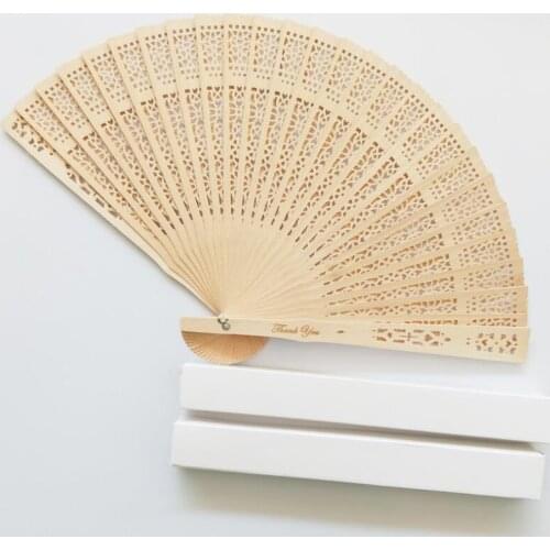 Wood Folding Hand Fan Wooden Fold Fans Customized Wedding Party Gift Decor Favors Organza bag LX8752