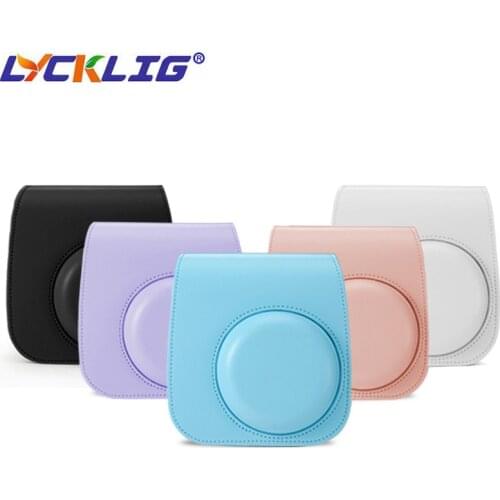 For Fujifilm Instax Mini 11 Instant Film Photo Camera, PU Leather Camera Case, Protective Bag Cover with Shoulder Strap 5 Color