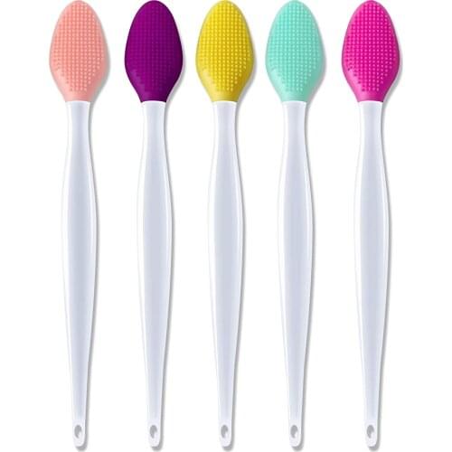 5pcs Double Side Nose Cleaning Blackhead Remove Silicone Exfoliator Lip Brush Exfoliating Lip Scrub Brush