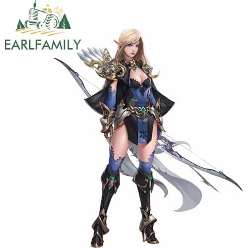 EARLFAMILY 13cm x 11.3cm for Elf Archer Zhang Wenmo Anime Car Sticker Personality Windshield Trunk Decal Occlusion Scratch Decor