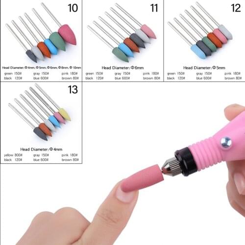 6pcs Nail Drill Bits Silicone Grinder for Nail Polish Rotary Burr Cuticle Cutter for Manicure Electric Accessories Tools