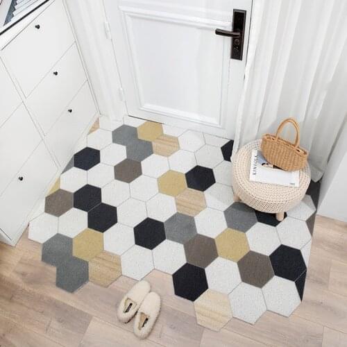 Hot Sale Geometry PVC Doormat Bedroom Bathroom Living Room Hallway Entrance Doormat Carpet Remove Mud Non-Slip DIY Mats Carpet