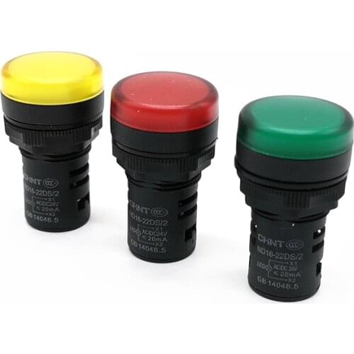 1PCS CHINT Indicator Light ND16-22DS/2 AC DC 24V 12V 36V 48V Red Green Yellow color Resistance Type