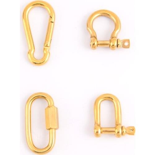 100% Stainless Steel Carabiner Clasps Hook For Jewelry Making Gold/Silver Color Metal Spiral Buckle Clasp Charm Jewelry