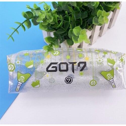 Kpop Bangtan Boys EXO TWICE GOT7 NCT SEVENTEEN Pencilcase Makeup Bag Transparent Storage Bag Pencil Cases