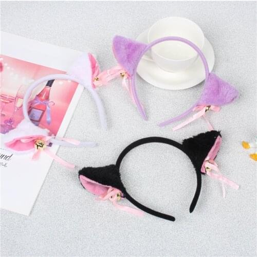 Beautiful Masquerade Halloween Cat Ears Cosplay Cat Ear Anime Party Costume Bow Tie Bell Headwear Headband Anime