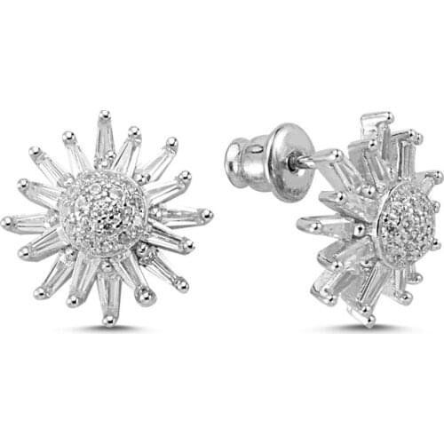 KUTAYDAN Baget Cubic Zirconia Earrings 925 Sterling Silver
