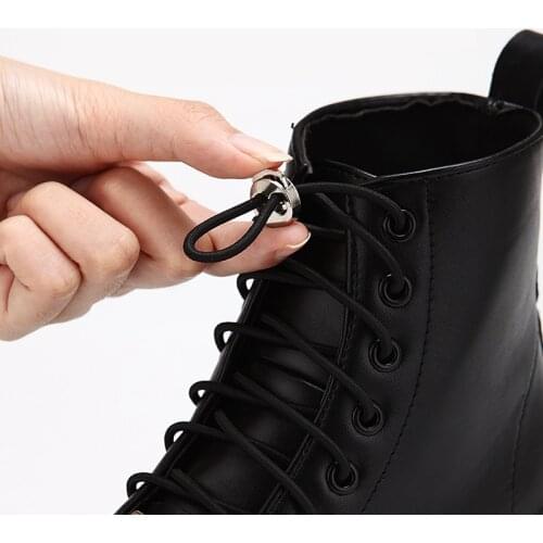 Metal Spring Buckle Shoelace Elastic Round No Tie Shoelaces Kids Adult Quick Lock Shoe Lace Sneakers Lazy Laces Strings 1Pair