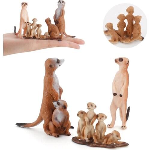 Simulation Animal Meerkat Model Static With Baby Meerkat Standing Mongoose Kids Simulation Animal Model Toy Figure Ornaments Toy