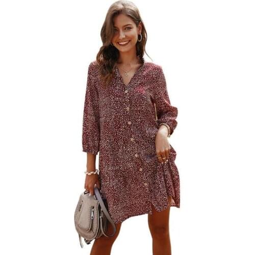 Fashion summer dress women femme vestidos de verano Casual Plus Size V-Neck Floral Print Flare Sleeve Bandage Dress CL126