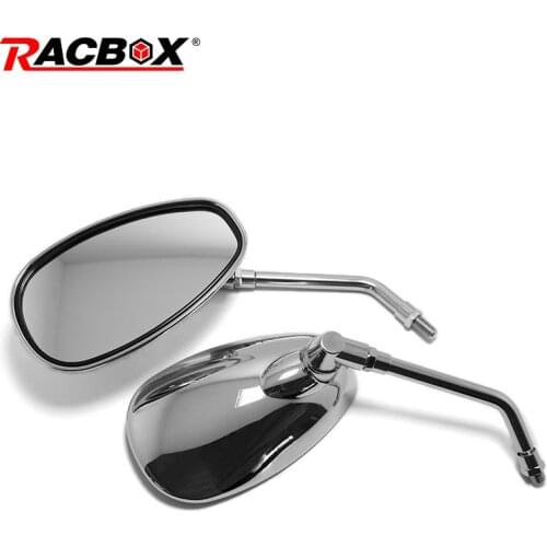 10mm Motorcycle Mirror Chrome Oval Retro Rearview Side Mirrors Universal For Yamaha Cafe Racer Chopper Motorcycle Accessories