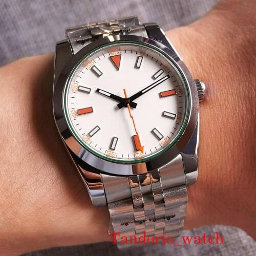 White Dial Bliger 36mm/39mm Automatic Mens Watch Sapphire Glass MIYOTA 8215 Movement Jubilee Strap